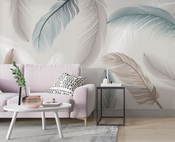 Soft Color Feathers Self Adhesive Wallpaper