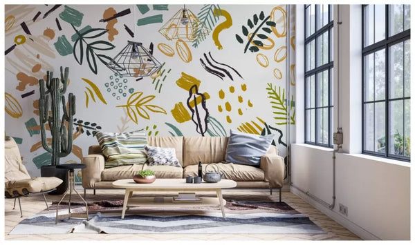 Yellow Tones Teenage Modern Wall Mural Wallpaper -Luzen&Co