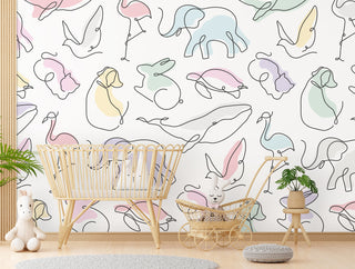 Cartoon Animal Figures Kids Wallpaper, Wall sticker, Wall poster, Wall Decal - Luzen&co