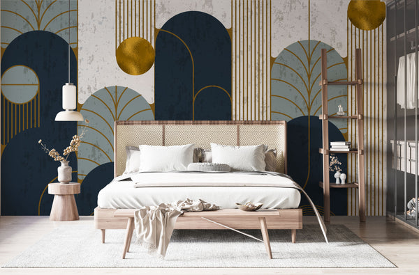 Geometric Gold Detailed Modern Wallpaper - luzenandco