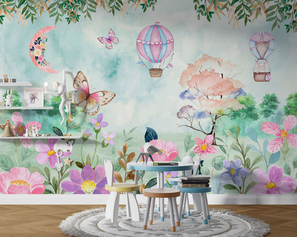 Butterfly and Elephant Self adhesive kids Wallpaper