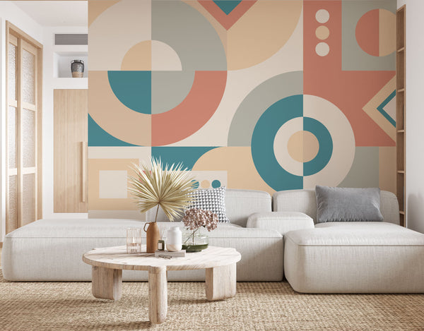 Geometric Modern Wallpaper in Soft Tones - Luzen&Co