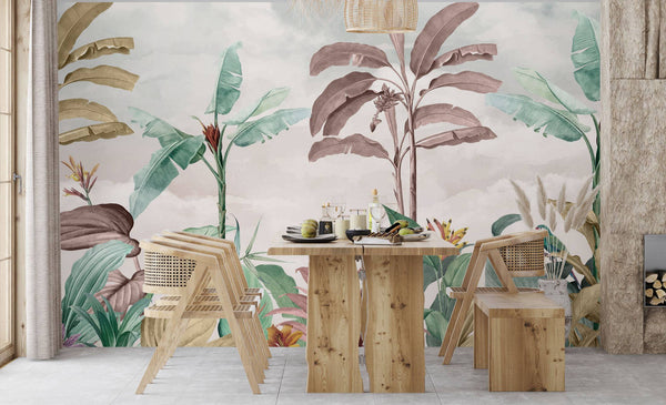Natural Colors Banana and Palm Self adhesive wallpaper