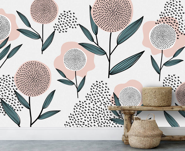 Pink Patterned Flower Wallpaper