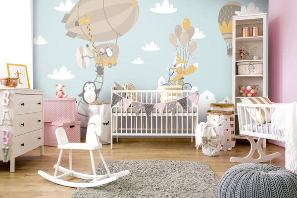 Cloudy Sky Air Balloon Wallpaper, Wall sticker, Wall poster, Wall Decal - Luzen&co