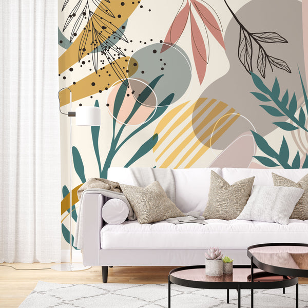 Colorful Geometric Patterns and Flowers Wallpaper - Luzenandco