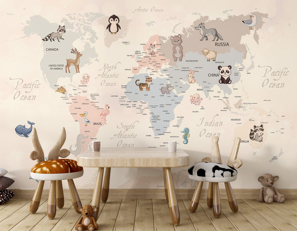 Children’s Map Self adhesive Wallpaper, Wall sticker, Wall poster, Wall Decal - Luzen&co