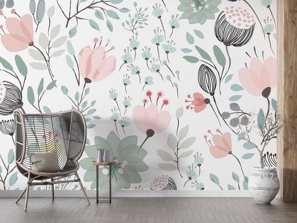 Soft Floral Pattern Wallpaper - Luzen&Co