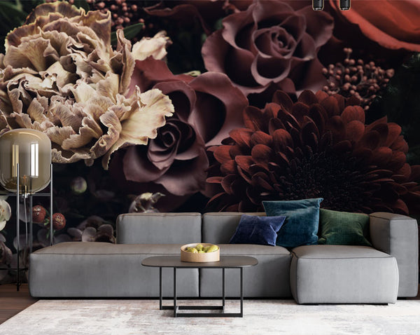 Dark Flowers 3D Self adhesive Wallpaper