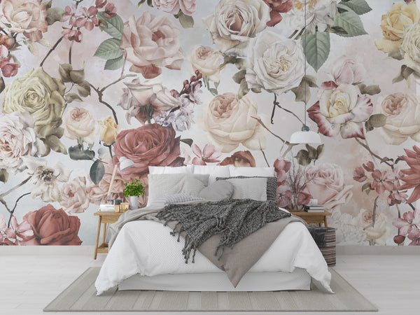 Soft Roses Peel and Stick Wallpaper in Australia - Luzen&Co