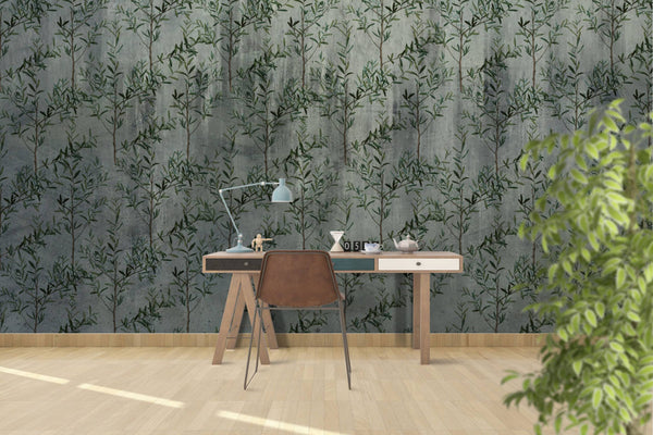 Olive Brances Patterned Floral Wallpaper