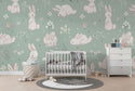 Bunnies and Birds Kids Peel and stick Wallpaper, Wall sticker, Wall poster, Wall Decal - Luzen&co