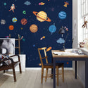 Dark Blue Background Planet Kids Wallpaper, Wall sticker, Wall poster, Wall Decal