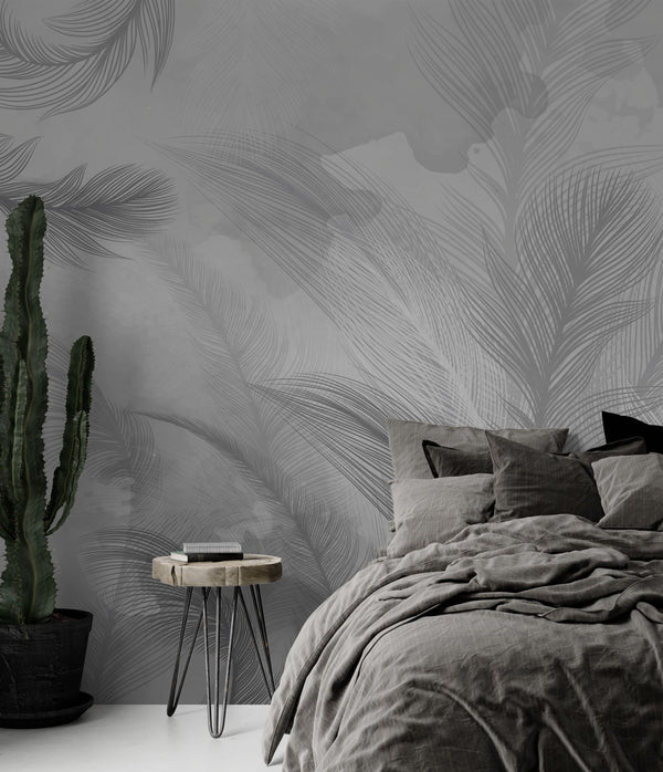 Black And White Soft Tropical Self Adhesive wallpaper