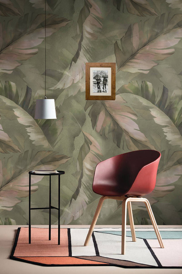 Green Tones Palm Leaves Self adhesive wallpaper