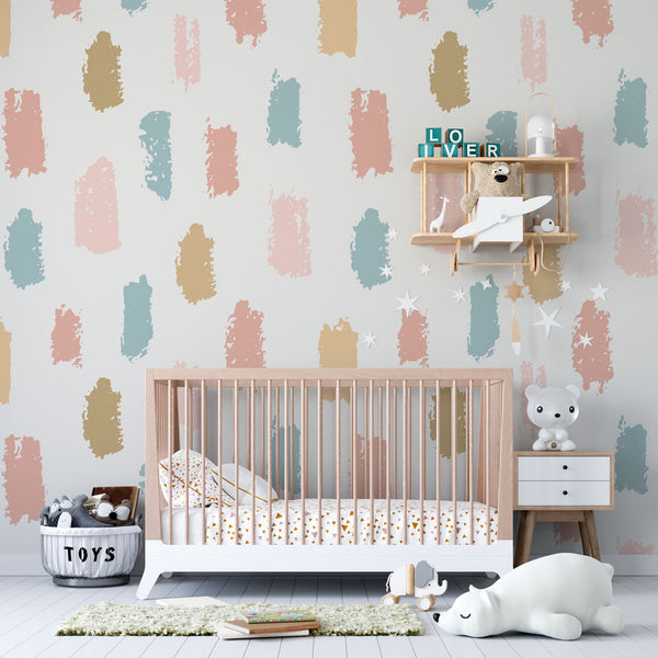 Brush Traces Wallpaper in Soft Colors