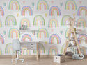 Rainbow and Hearts Self adhesive Wallpaper, Wall sticker, Wall poster