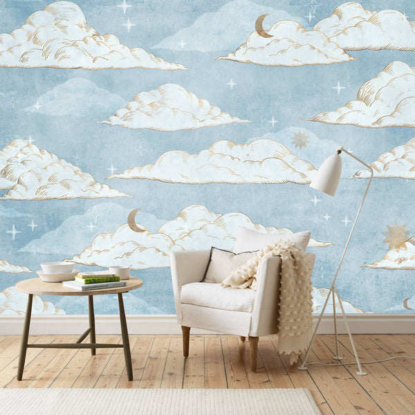 Sky With Moon Kids Wallpaper , Wall sticker, Wall poster, Wall Decal - Luzen&co