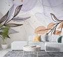 Linear Leaves with Watercolor Effect Self adhesive Wallpaper