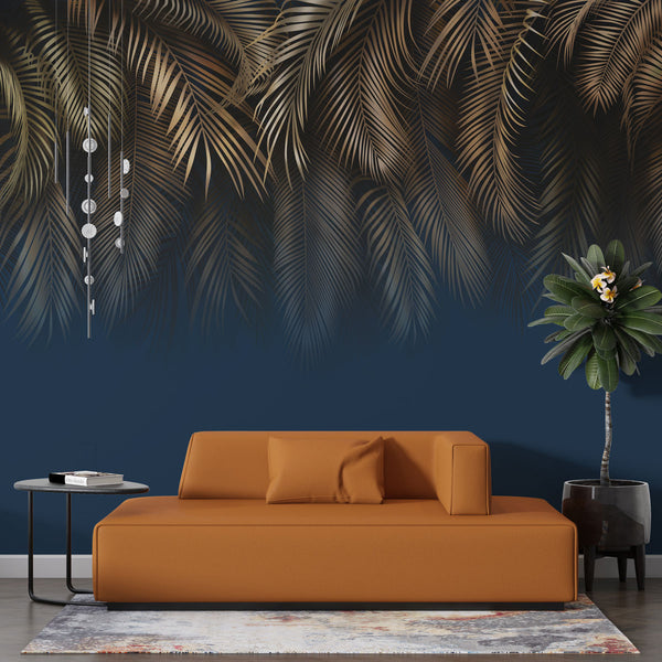 Gold Tropical Leaves Self adhesive wallpaper