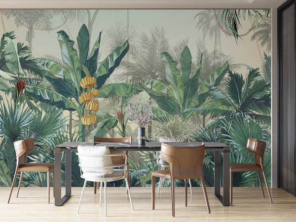 Banana and Palm Trees Self adhesive wallpaper