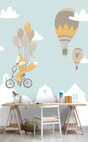 Cloudy Sky Air Balloon Wallpaper, Wall sticker, Wall poster, Wall Decal - Luzen&co