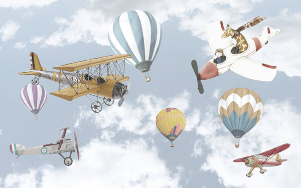 Planes And Hot Air Balloons Kids Wallpaper