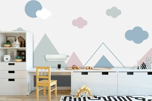 Clouds And Mountain Kids Self adhesive Wallpaper, Wall sticker, Wall poster, Wall Decal - Luzen&co