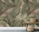 Green Tones Palm Leaves Self adhesive wallpaper