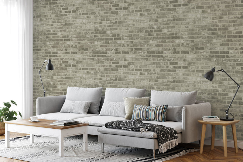 Premium Light Grey brick Self Adhesive Wallpaper Interior Film _W 123 cm