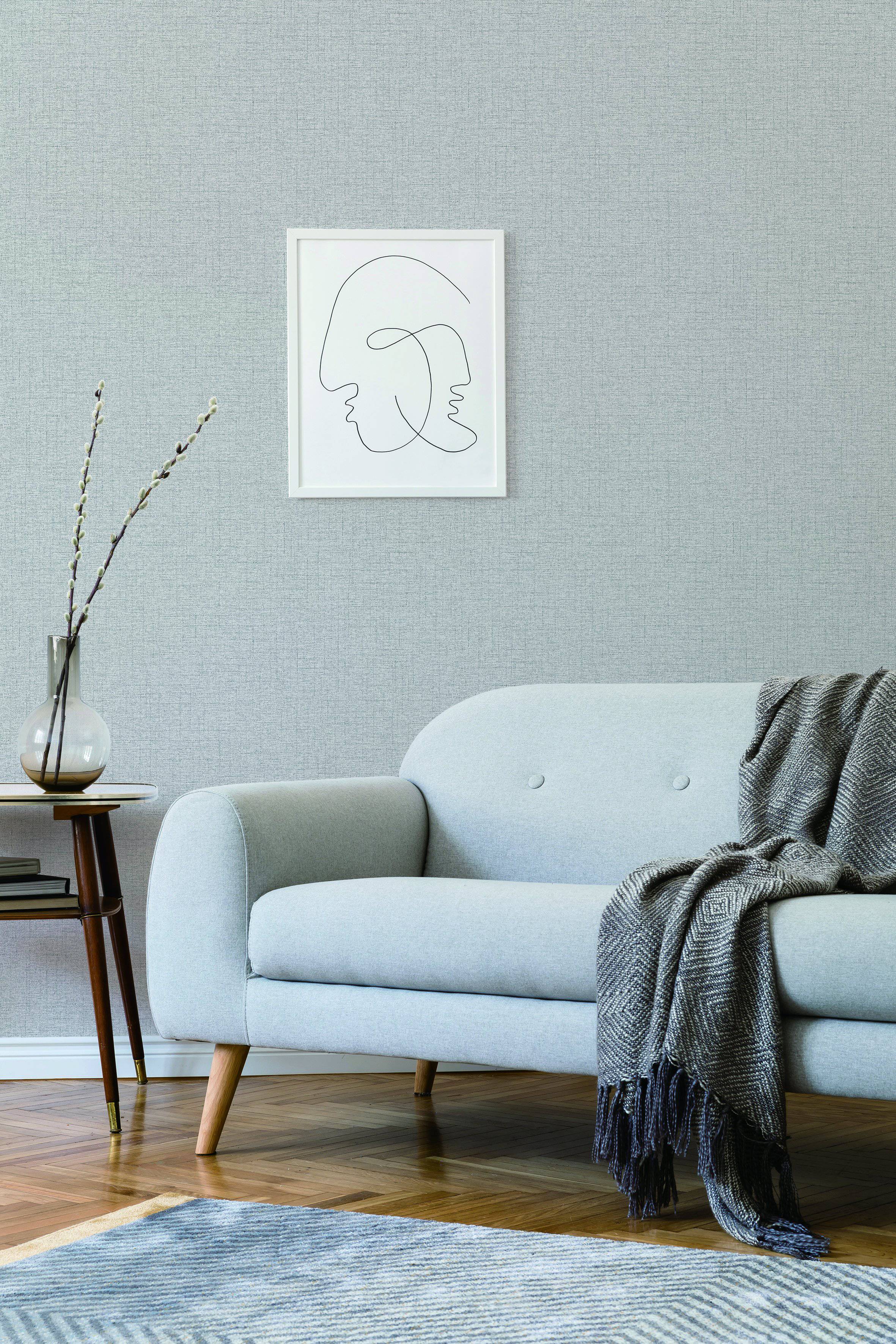 Linen Fabric Effect Grey Self Adhesive Wallpaper Interior Sheet Luzen&Co