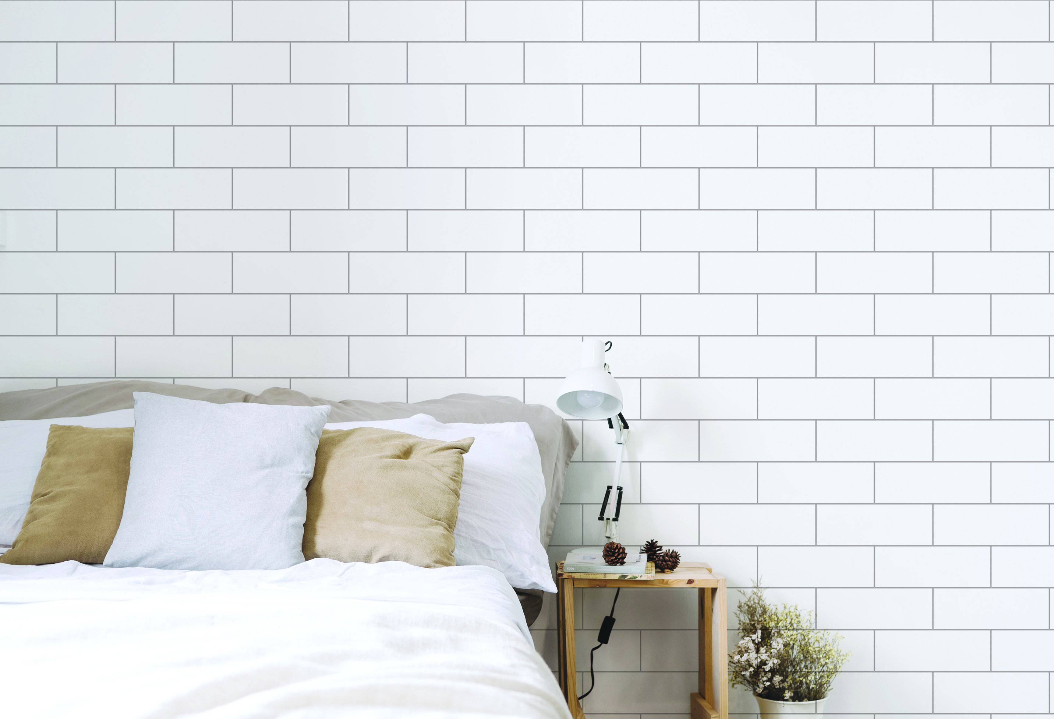 Plain White Brick Self Adhesive Wallpaper Interior Sheet Luzen&Co