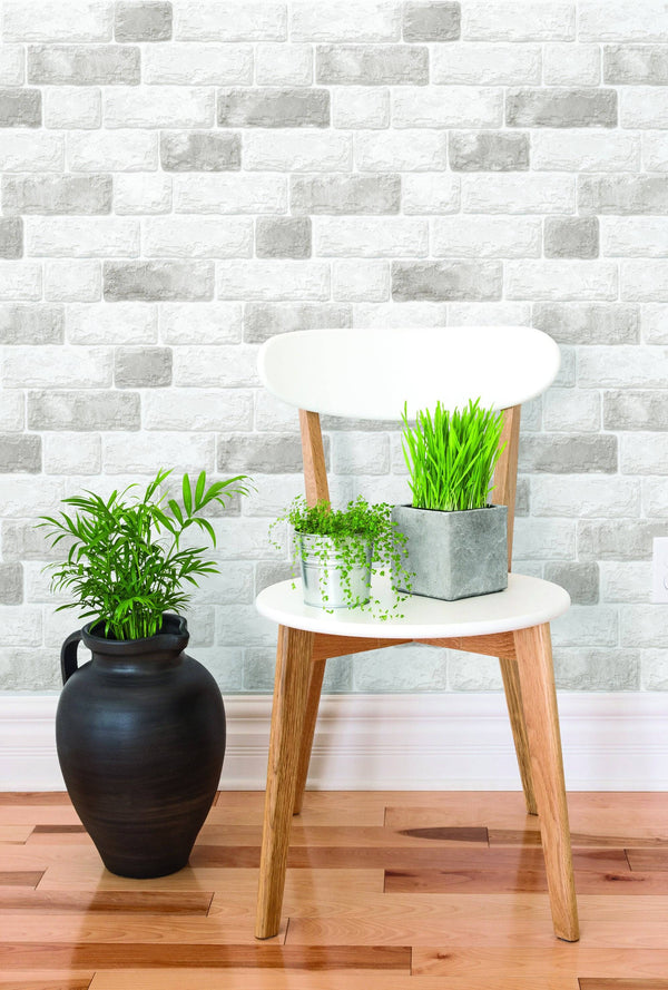 White&Grey Brick Self Adhesive Wallpaper Interior Sheet - Luzen&Co