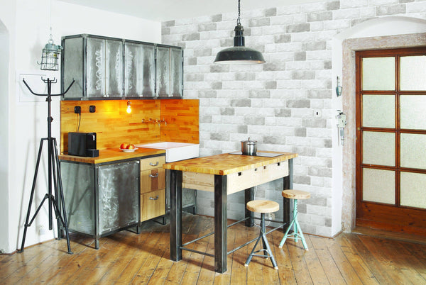 White&Grey Brick Self Adhesive Wallpaper Interior Sheet - Luzen&Co