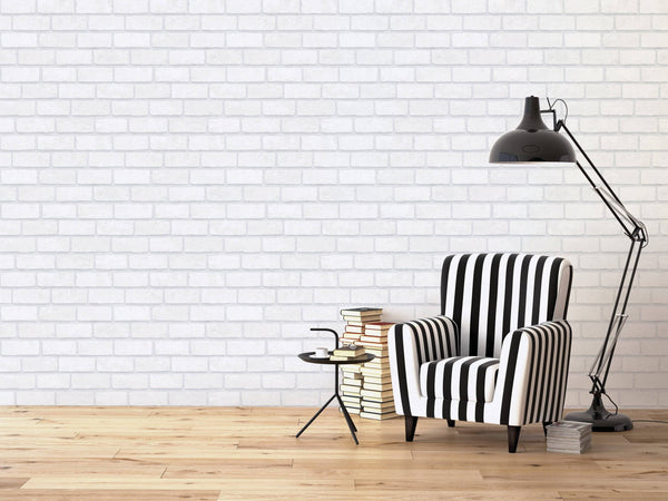 White Rustic Brick Self Adhesive Wallpaper Interior Sheet - Luzen&Co