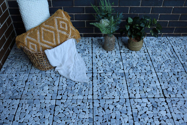 White&Grey Matt Washed Mosaic Natural Marble Stone Decking Tile - Luzen&Co