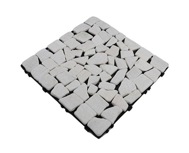 White Matt Washed Mosaic Natural Marble Stone Decking Tile - Luzen&Co