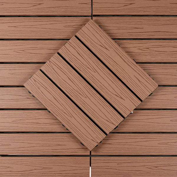 Brown Woodgrain Stripy Composite Decking Tiles