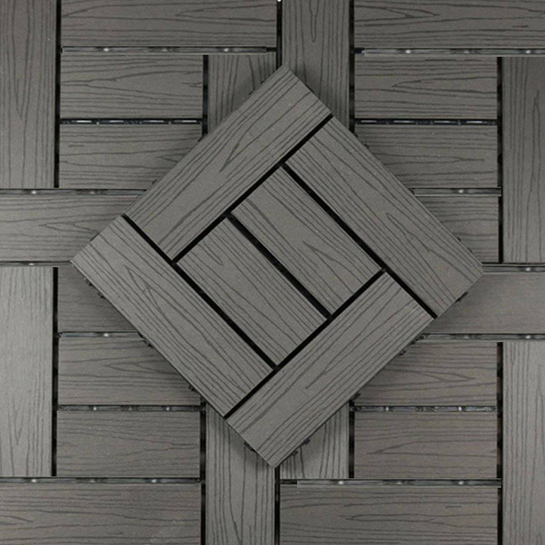 Grey composite deck tiles