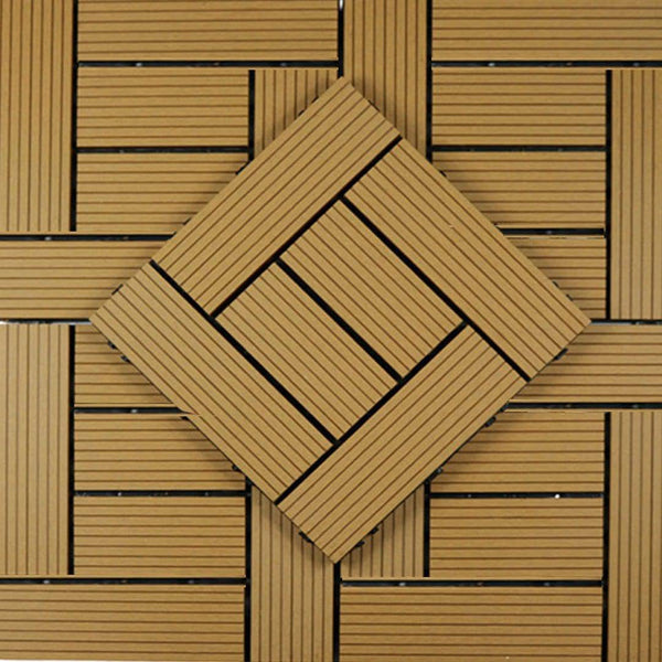 Teak Groove Crosshatch Composite Decking Tile - Luzen&Co