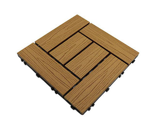Teak Woodgrain Crosshatch Composite Decking Tile - Luzen&Co