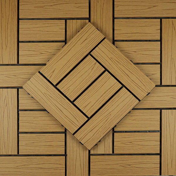 Teak Woodgrain Crosshatch Composite Decking Tile - Luzen&Co